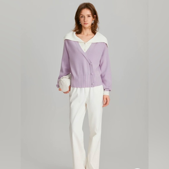 Wool blend flap collar sweater - Picture 3 of 6